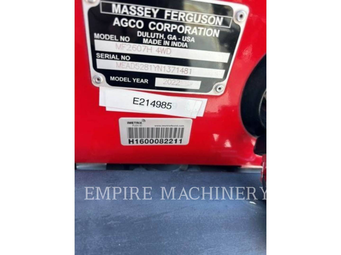 Massey Ferguson MF2607H 4P, Tractor, 2547 hours, S/N: MEAD5281YN1371481, 2022 - Image 6
