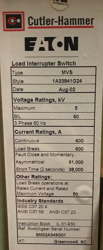 600 Amp. Cutler-Hammer, 13.8 KV, fused, Nema 3R (2 available) - Image 3
