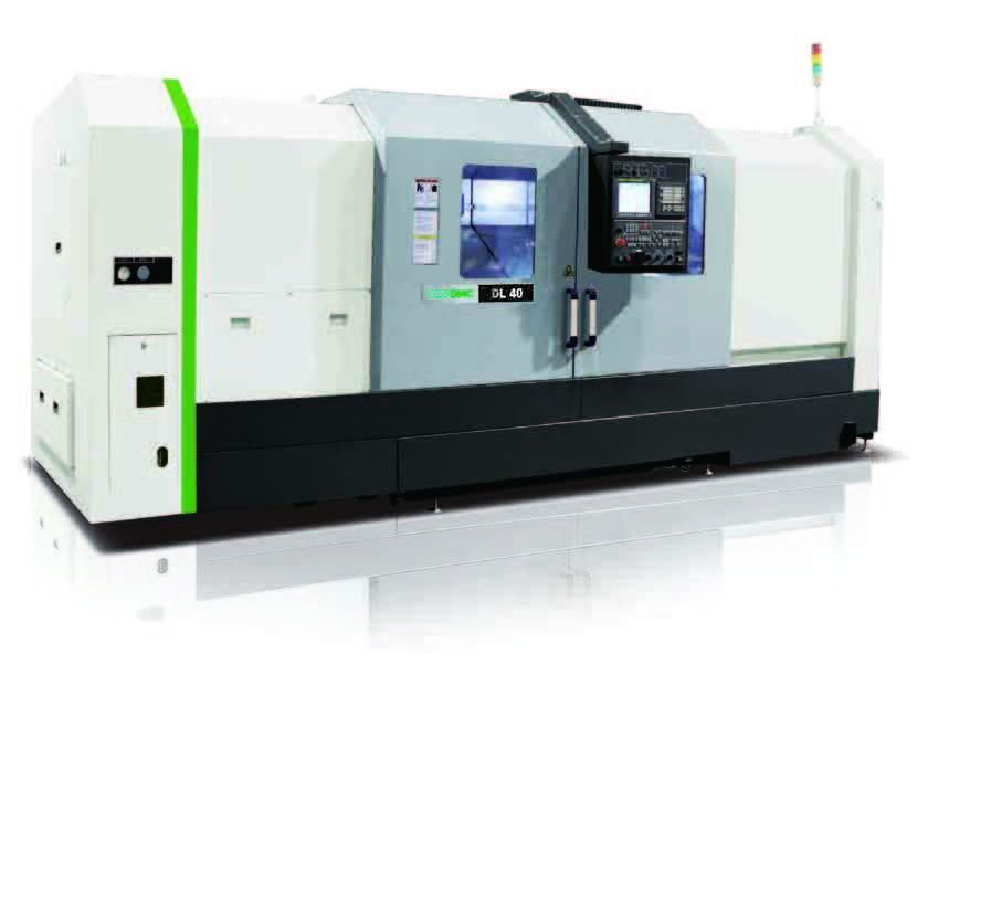 DMC #DL-40L, CNC lathe, Fanuc 0iT, 29.5" swing, 15" chuck, 4.6" bar, tool presetter, chip conveyor - Image 1
