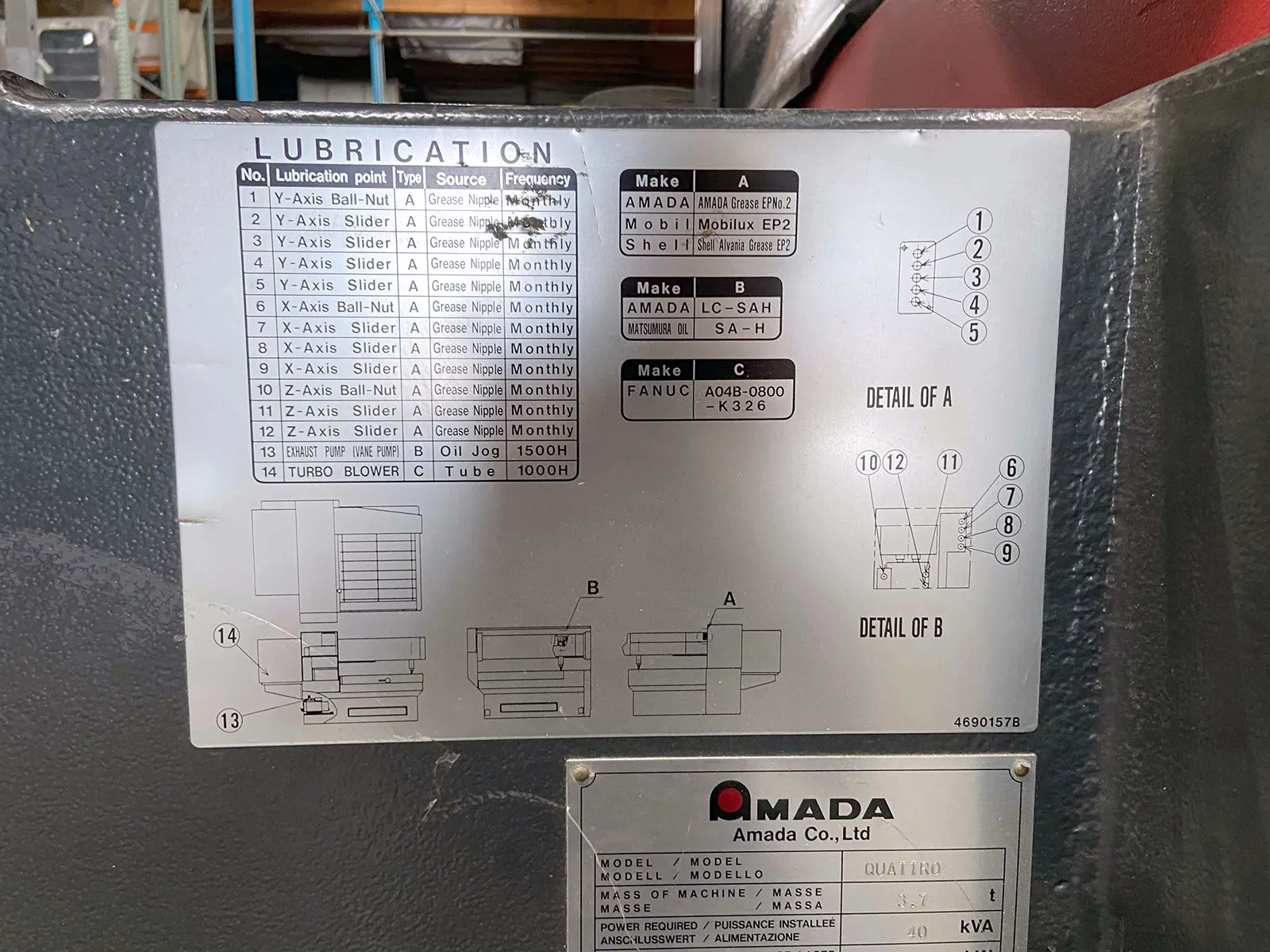 Amada #AF2000E, CNC CO2 laser, 2000 watt, 49.6" x49.6" working area, Fanuc 16i L, 2007 - Image 8