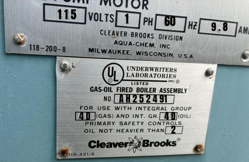 150 HP Cleaver-Brooks #CB-200-250, steam boiler, 750 sq.ft., 1992 - Image 7