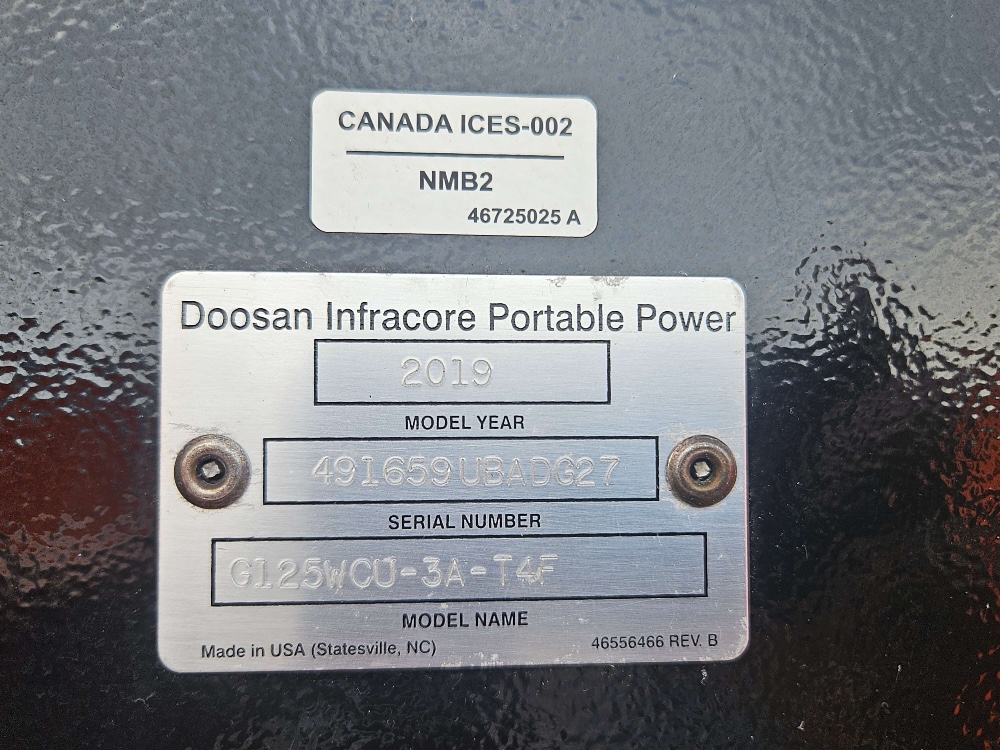 110 kW Daewoo Doosan #G125, Trailer Mounted, Tier 4F, 120/240/208/277/480 Volts, 2714 Hours, 2019, $39k - Image 8