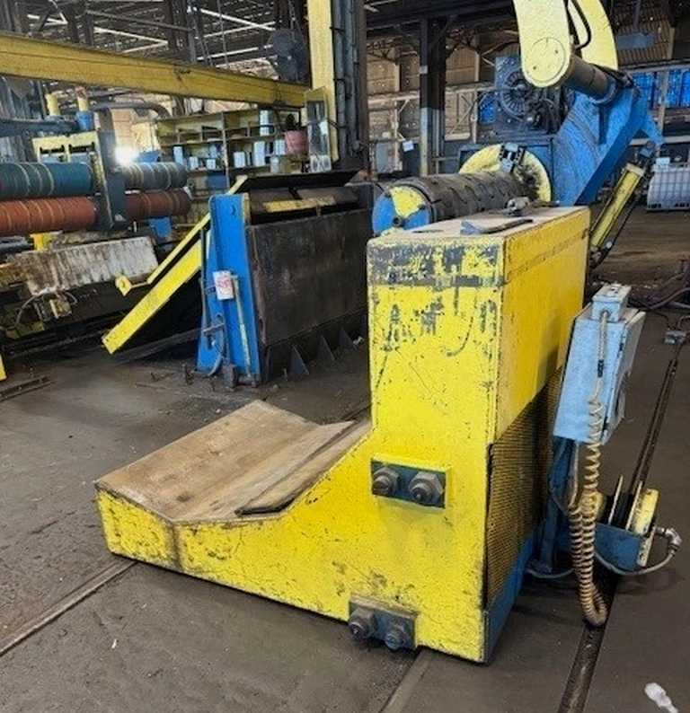72" x 9" Braner, slitting line, 50000 lb., 72" OD, 20"-24" ID, powered holddown roll, hydraulic mandrel - Image 1