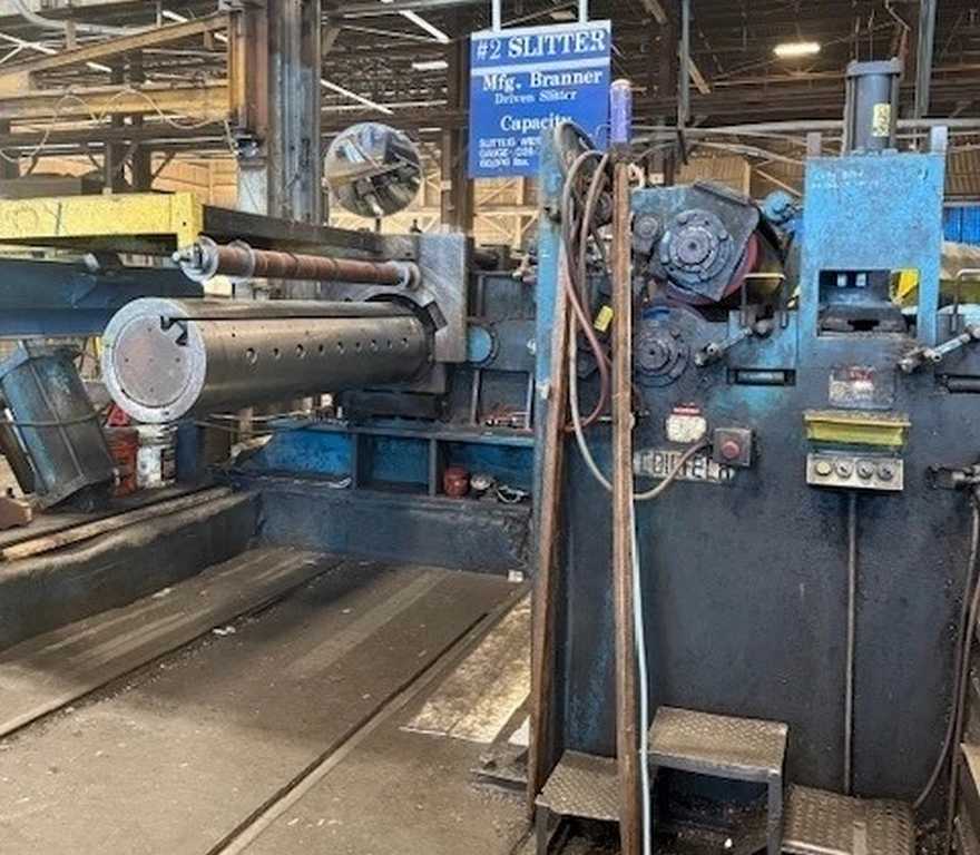 72" x 9" Braner, slitting line, 50000 lb., 72" OD, 20"-24" ID, powered holddown roll, hydraulic mandrel - Image 2