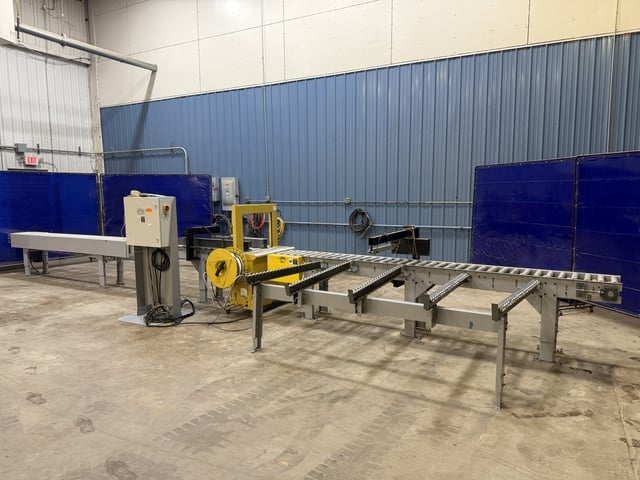 StraPak #SQ-800, Automatic Arch Strapping Machine, 15" x 18' Cameron belt driven roller infeed conveyor, PLC - Image 1