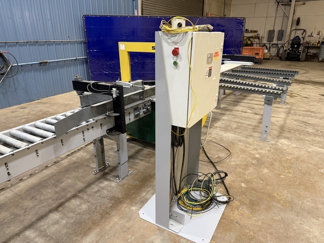 StraPak #SQ-800, Automatic Arch Strapping Machine, 15" x 18' Cameron belt driven roller infeed conveyor, PLC - Image 5