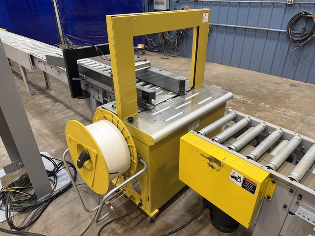 StraPak #SQ-800, Automatic Arch Strapping Machine, 15" x 18' Cameron belt driven roller infeed conveyor, PLC - Image 10