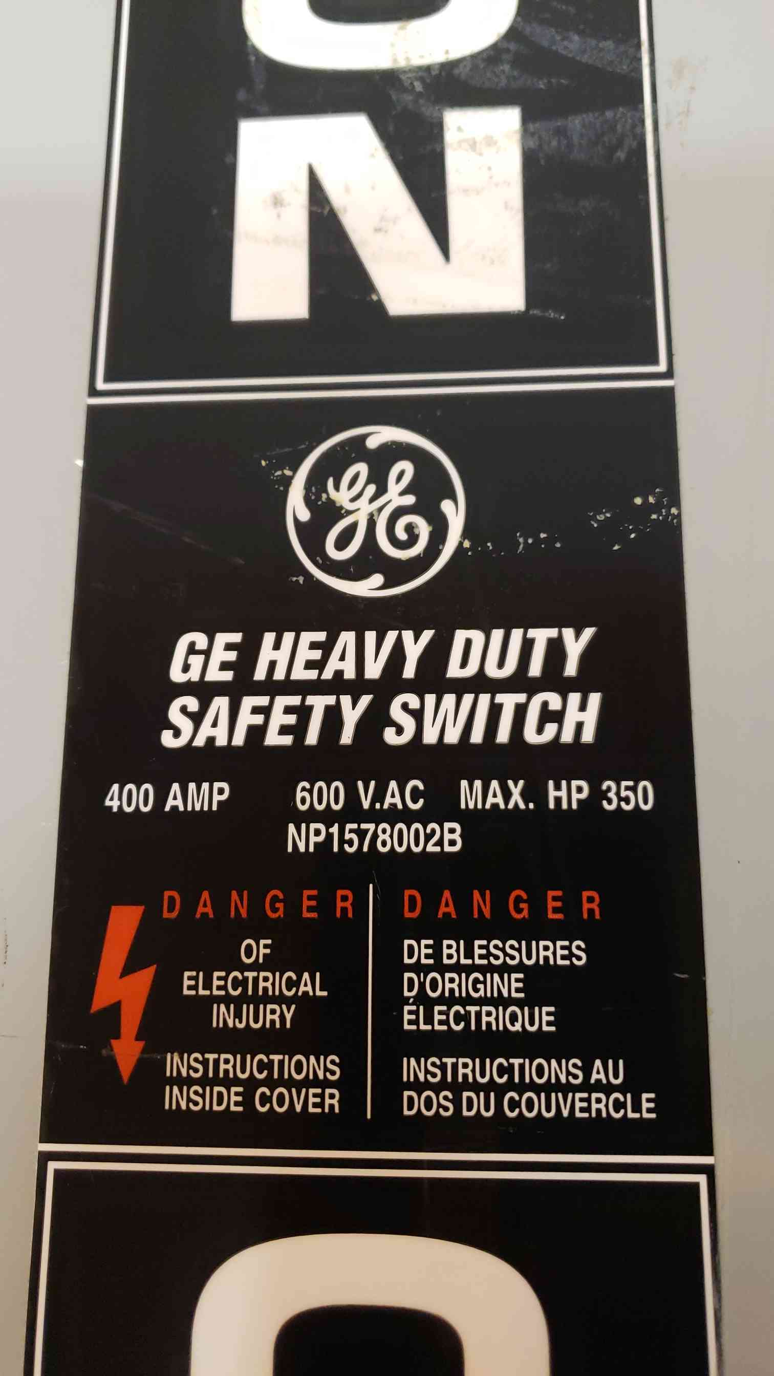400 Amp. General Electric #TH3365, Heavy Duty Fused Safety Disconnect Switch, 600 VAC - Image 3