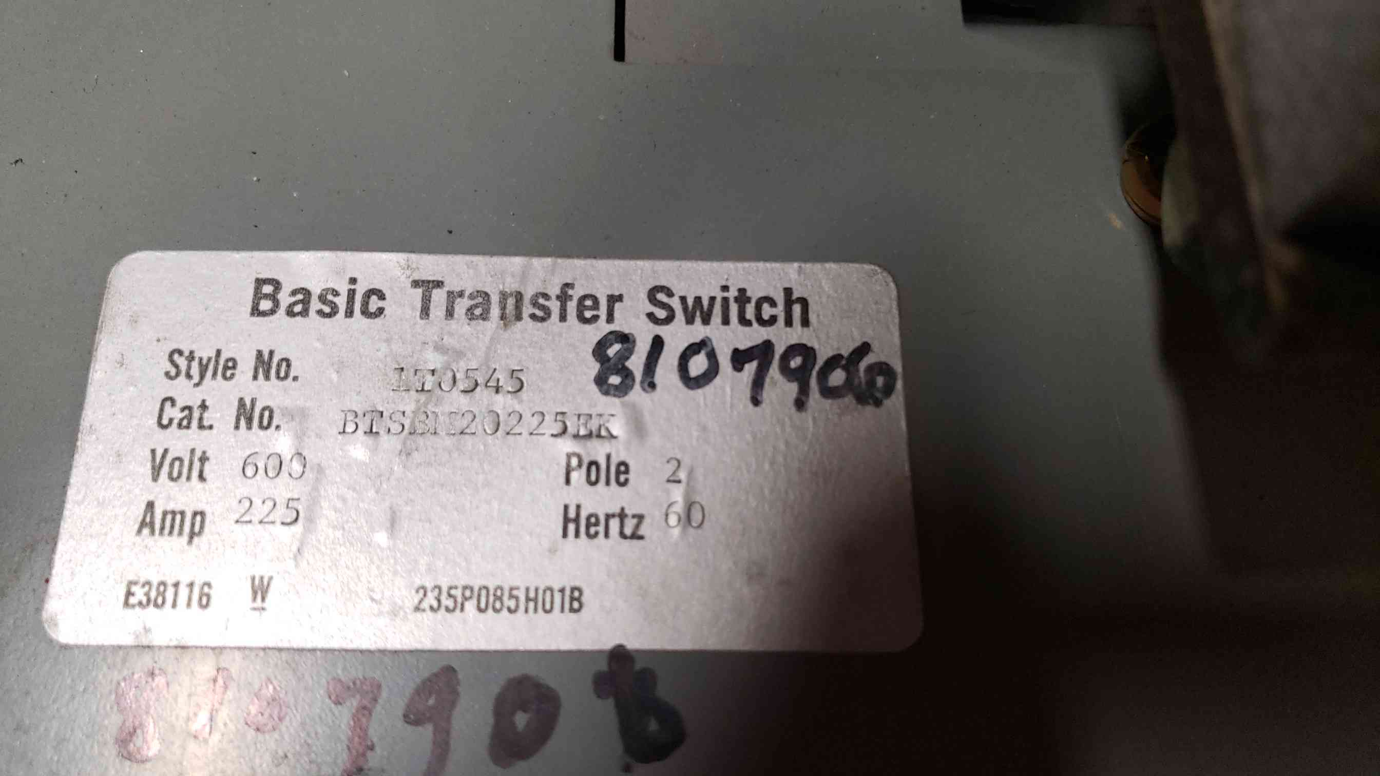 225 Amp. Generac #BTS31120225EK, Automatic Transfer Switch, 1PH, 240 Volts - Image 10