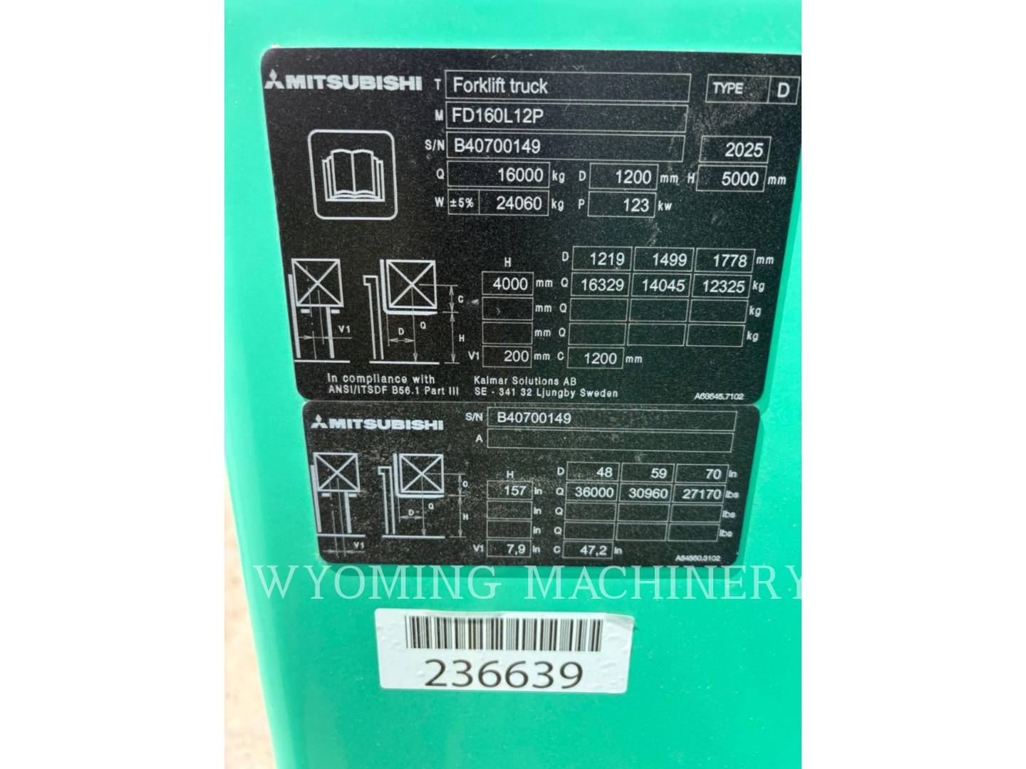 Mitsubishi Forklifts FD160L12P, Forklift, 13 hours, S/N: B40700149, 2025 - Image 6