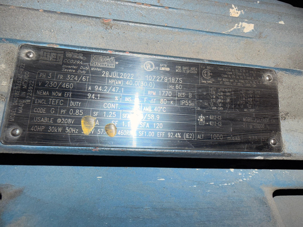 Weg #1072791875, cyclone dust collector, AirPro centrifugal blower, 40 HP motor, 2022 - Image 7