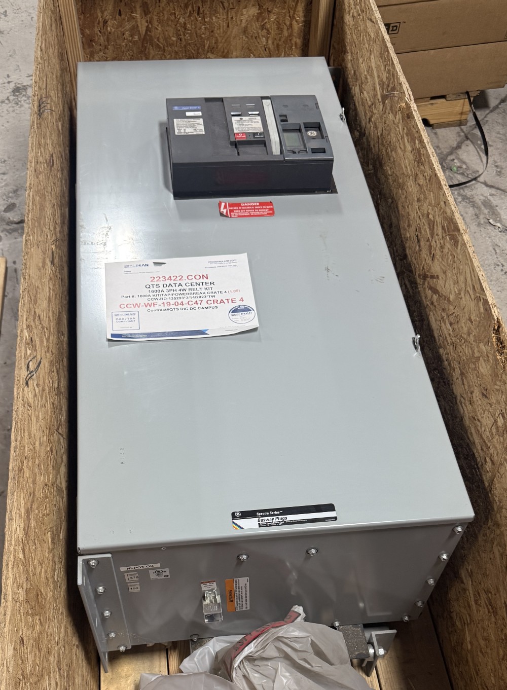 1600 Amp. ABB/GE Spectra Series Busway Bolt-On Tap Bus Plug 1600A Power Break II 1200A Trip - Image 7