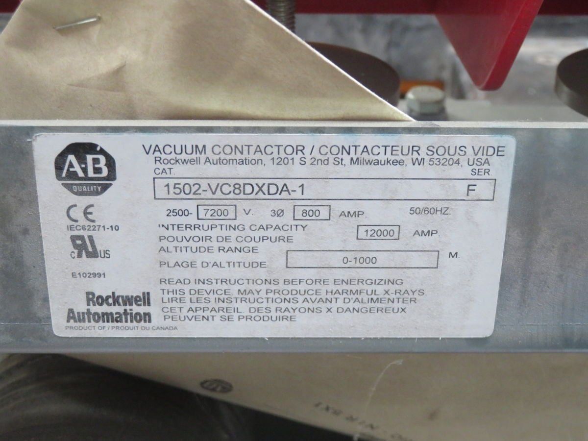 800 Amps, Allen-Bradley #1502-VC8DXDA-1, 3-Pole, 7.2 KVAC, IntelliVac, 110 VDC Coil - Image 4