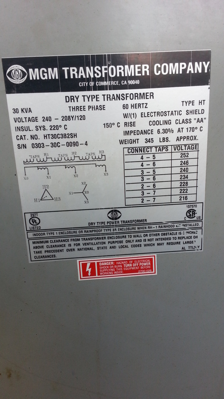 30 KVA 240 Primary, 208Y/120 Secondary MGM, dry type transformer - Image 3