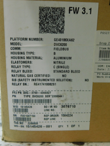 Fisher #DVC6200F, FieldVue Fieldbus Digital Valve Controller, Unused - Image 2