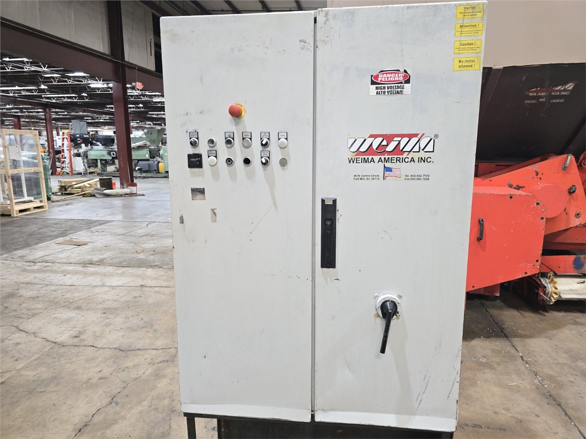 Weima #WLK-15, 59" x 59" V-rotor shredder, 120 HP AC motor, 15" diameter rotor, 90 RPM, serrated ram, 460 V. - Image 4