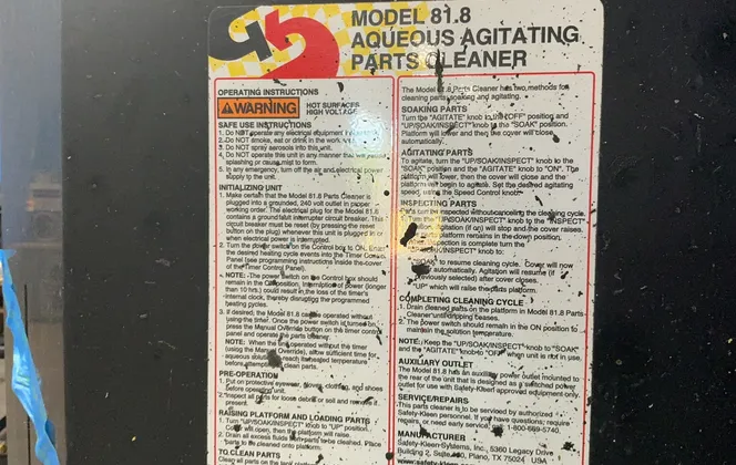 Safety-kleen #81.8, Parts Washer, 45" x 22" x 26" Capacity, 240 V. - Image 7