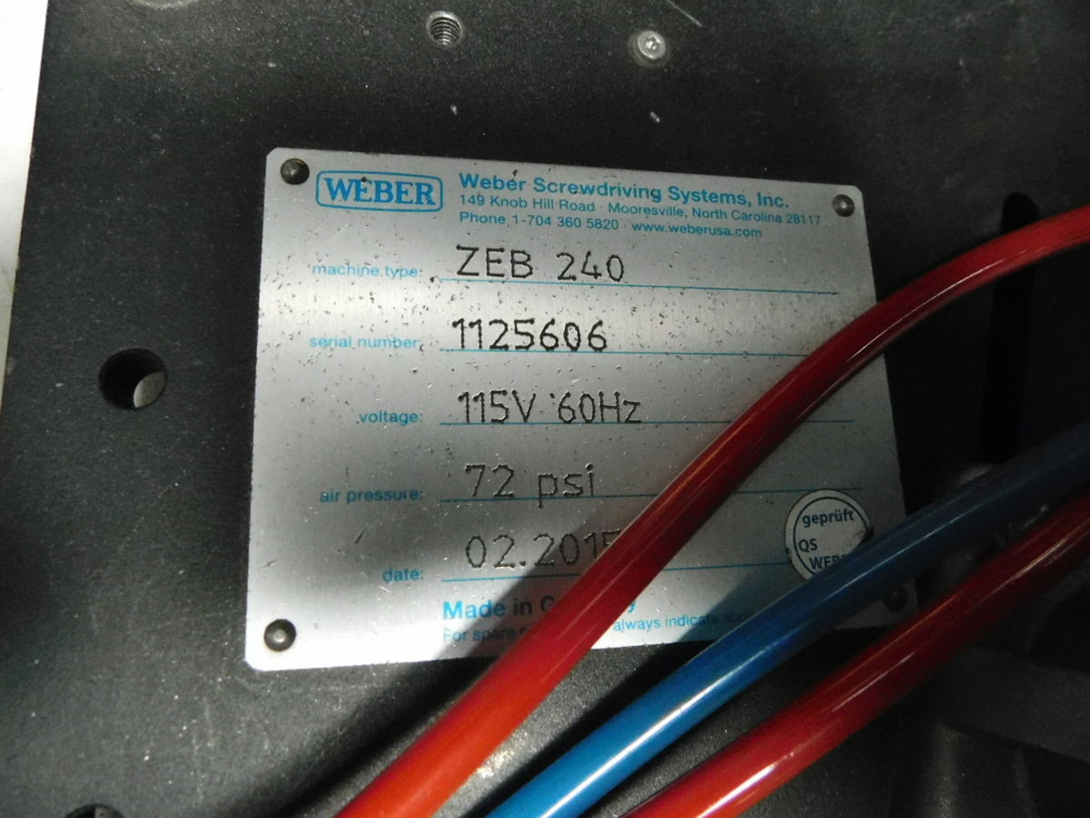 Weber #C30S1M, Automated Screwdriving Assembly System, Screwdriving Spindle, Screw Feeder, 120 VAC - Image 7
