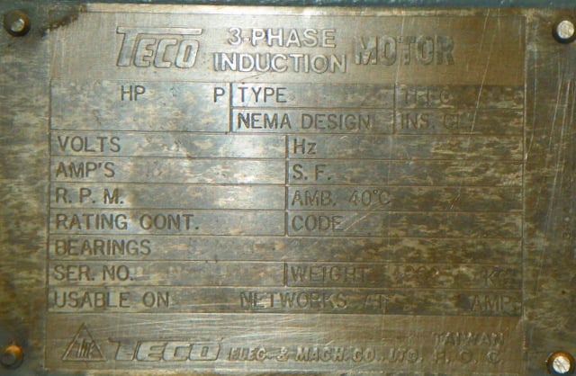 800 HP 1200 RPM Teco, Frame 6808B, TEFC BB, 2300 Volts - Image 4