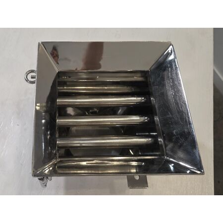 Stainless Steel rare earth bar grate drawer magnet, 8" squaring inlet x 6.5" discharge, 7 magnets, 2 rows - Image 4