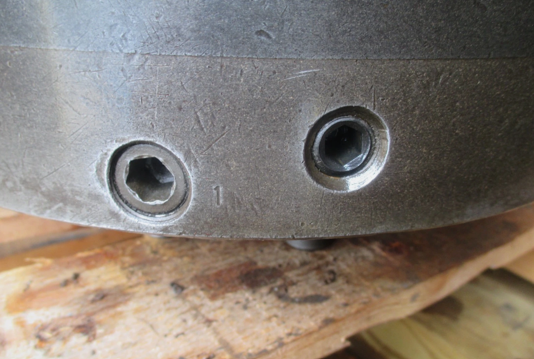 12" Buck #5127, 6-jaw adjust tru lathe chuck, D1-6 back plate & chuck key - Image 8