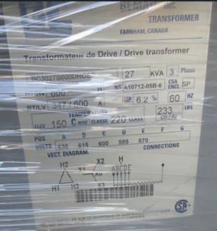 27 KVA 600 Delta Primary, 600 Wye Secondary, Bemag, Isolation Type - Image 2