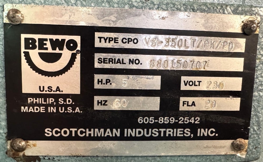 14" Scotchman #CPO-VS-350LT/PK/PD, miter cold saw, variable speed, 2" Solids, 4" Tube, power down feed, air - Image 10