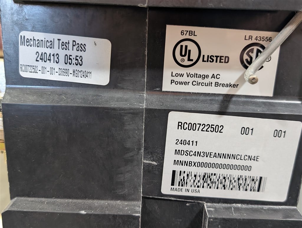 4000 Amps, Eaton, Magnum DS, MDSC4N3VEANNNNCLCN4EMNNBX, 600 Volts, 3 Pole, 100 kA, New in Box - Image 6