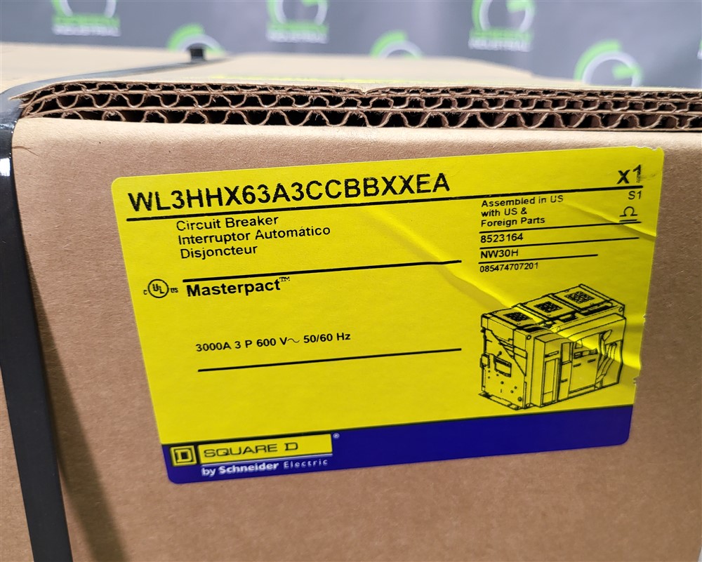 3000 Amps, Square D, Masterpact NW30H, WL3HHX63A3CCBBXXEA, 600 Volts, 3 Pole, Micrologic 5.0P LSI, New - Image 4
