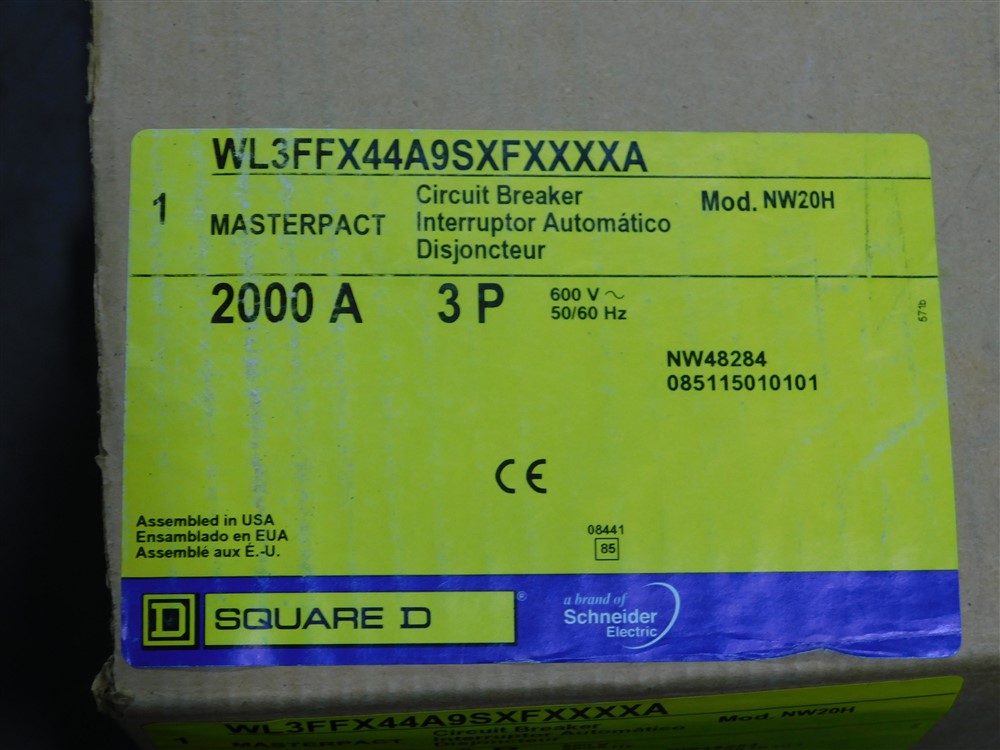 2000 Amps, Square D, Masterpact NW20H, WL3FFX44A9SFXXXXA, 600 Volts, Micrologic 6.0A LSIG, New - Image 2