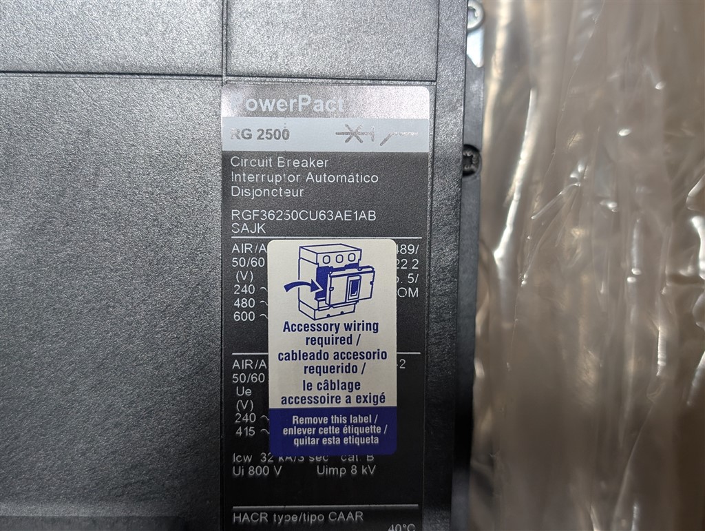 2500 Amps, Schneider, PowerPact RG 2500, RGF36250CU63AE1ABSAJK, 600V., 3 Pole, Micrologic 5.0P LSI, New in Box - Image 2