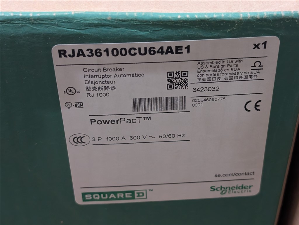 1000 Amps, Schneider, PowerPact I-Line, RJA36100CU64AE1, 600V., 3 Pole, Micrologic 6.0P LSIG, New in Box - Image 7