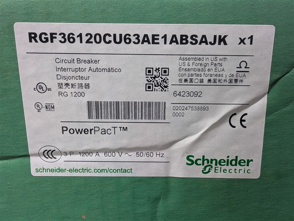 1200 Amps, Schneider, PowerPact RG 1200, RGF36120CU63AE1ABSAJK, 600V., 3 Pole, Micrologic 5.0P, New in Box - Image 10