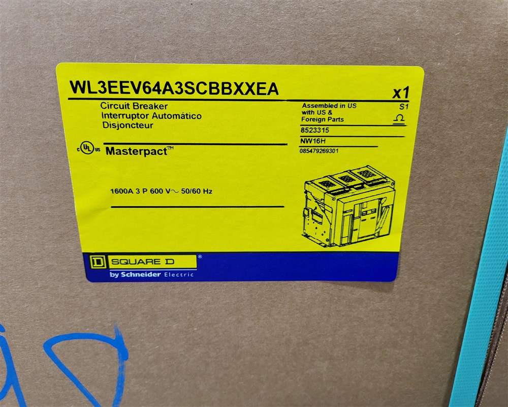 1600 Amps, Square D, Masterpact NW16H, WL3EEV64A3SCBBXXEA, 600V., 3 Pole, Micrologic 6.0P LSIG, New - Image 4