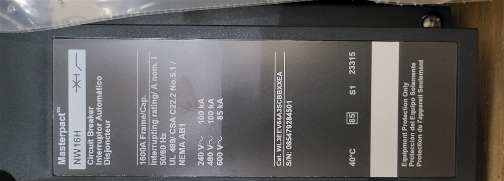 1600 Amps, Square D, Masterpact NW16H, WL3EEV64A3SCBBXXEA, 600V., 3 Pole, Micrologic 6.0P LSIG, New - Image 5