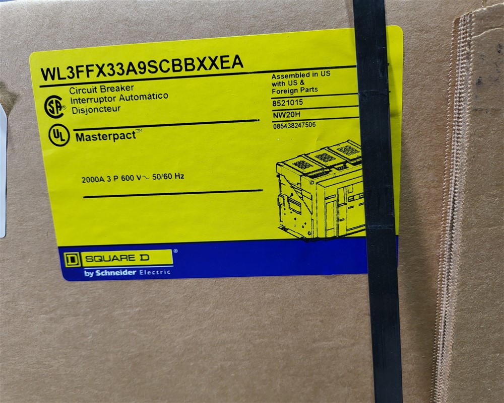 2000 Amps, Square D, Masterpact NW20H, WL3FFX33A9SCBBXXEA, 600 Volts, 3 Pole, Micrologic 5.0 LSI, New - Image 7