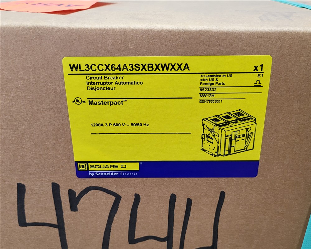 1200 Amps, Square D, Masterpact NW12H, WL3CCX64A3SXBXWXXA, 600V., 3 Pole, Micrologic 6.0P LSIG, New - Image 4