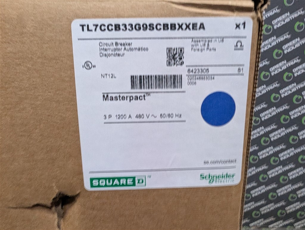 1200 Amps, Schneider, Masterpact NT12L, TL7CCB33G9SCBBXXEA, 480V., 3 Pole, Micrologic 5.0 LSI, New in Box - Image 2