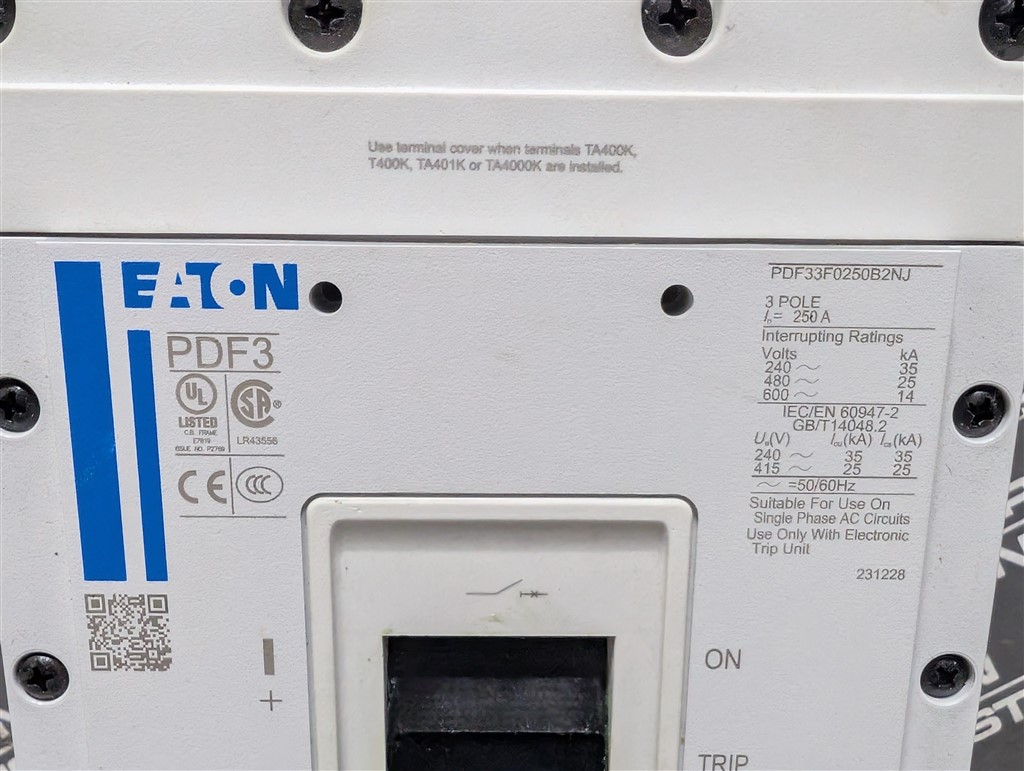 250 Amps, Eaton, Power Defense PDF3, PDF33F0250B2NJ, 600V., 3 Pole, T281 LSI, New in Box - Image 6