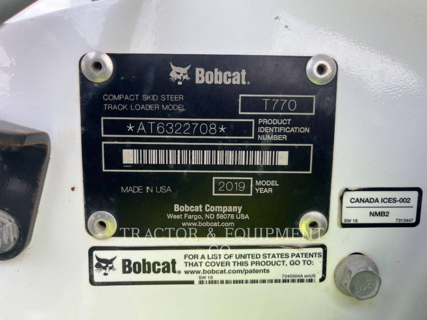 Bobcat T-770, Skid Steer Loader, 2366 hours, S/N: AT6322708, 2019 - Image 6