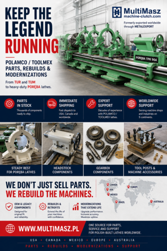 Toolmex, Polamco & Poreba Lathe Parts | TUR, TUM, TUG, TPK, TR Series Support - Image 1