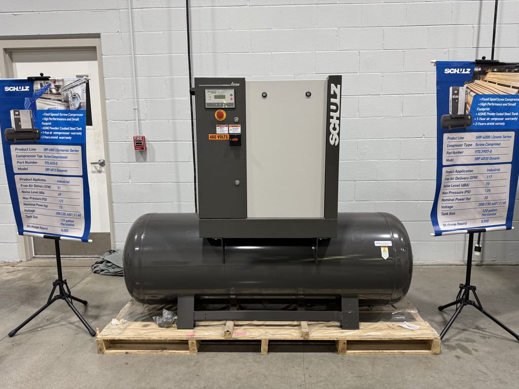 51 cfm, 125 psi, Schulz #SRP-4015E-Dynamic, rotary screw air compressor, 15 HP, 208-230/460 V., new - Image 1
