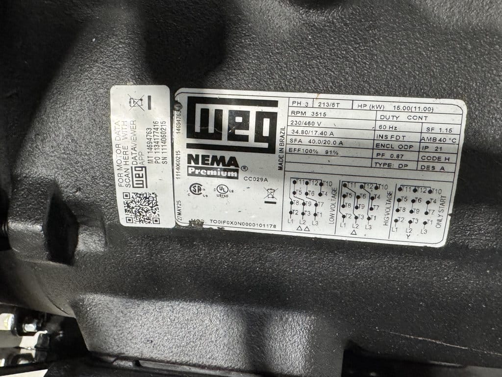 51 cfm, 125 psi, Schulz #SRP-3015-Compact, rotary screw air compressor, 15 HP, 2085-230/460 V., new - Image 5