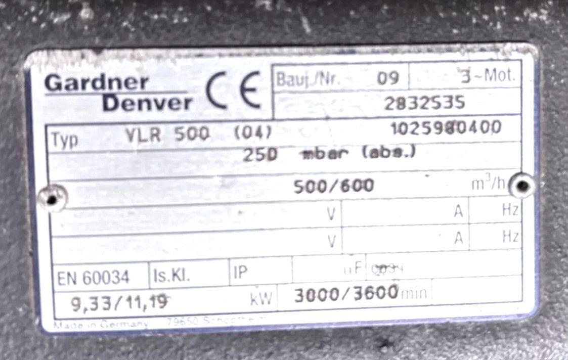 353 CFM, Rietschle #VLR500, vacuum pump, 15 HP, 2009 - Image 5