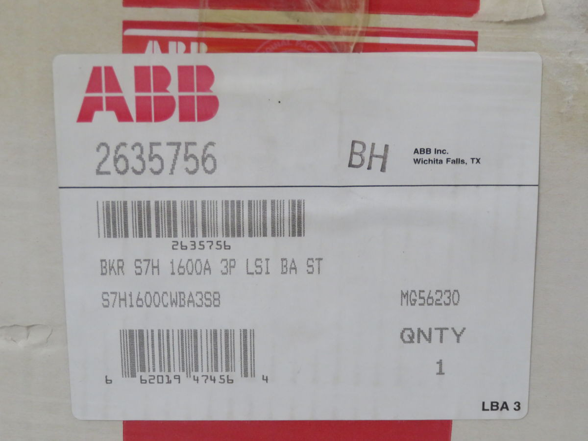 1600 Amps, ABB S7H1600CWBA3S8, MCCB, 3-Pole, 400 Volts AC, 65 KA IC - Image 4