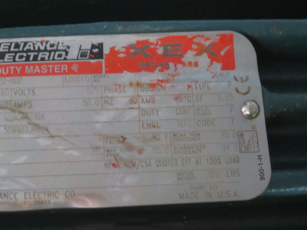 60 HP 3560 RPM Reliance, 6339622-002, AC Motor, 575 Volts - Image 7