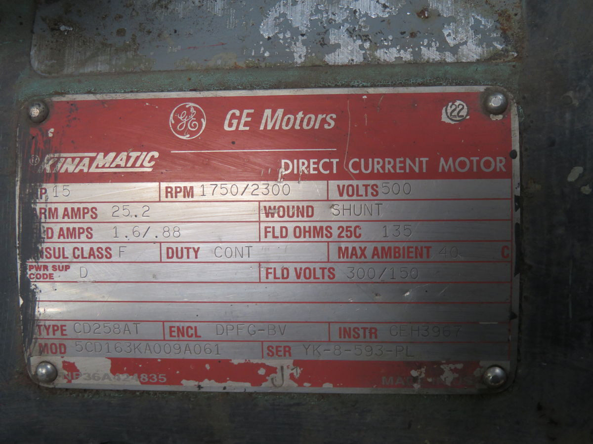 15 HP 1750/2300 RPM General Electric, CD258AT, DPFG-BV encl, 500 VA, 300/150 VF - Image 5