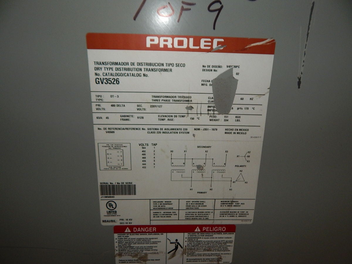 45 KVA, Prolec GV3526, dry type transformer, 3 Phase - Image 3