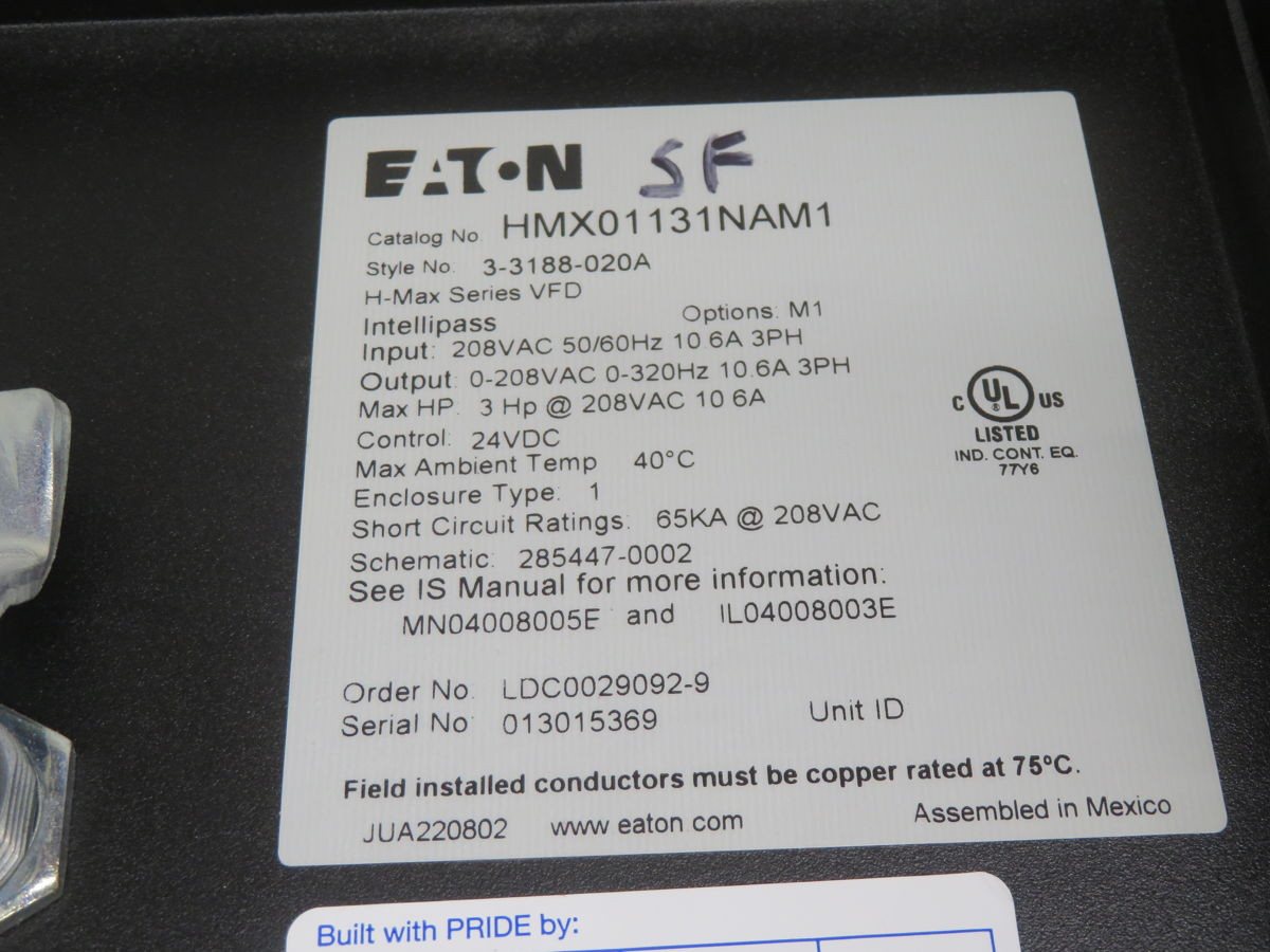 3 HP Eaton, HMX01131NAM1, Variable Frequency Drive, 208 Volts Input, 11 Amps Output - Image 8