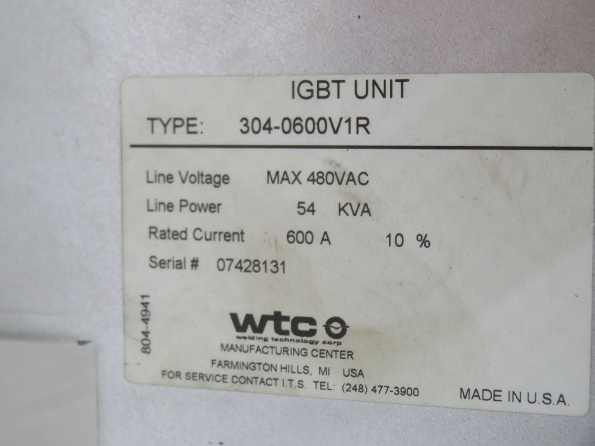 Welding Technologies Corp #304-0600V1R, Inverter drive - Image 8